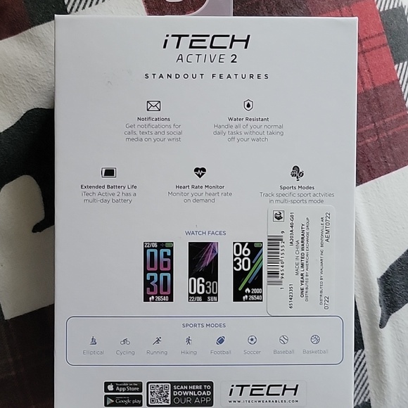 Itech Active 2 Fitness Tracker with 3 exercise bands - Picture 2 of 2